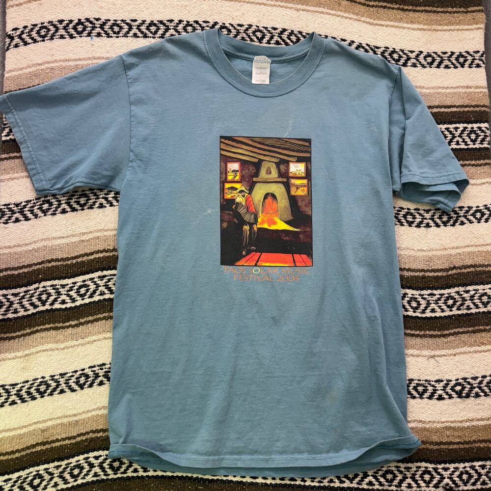 Vintage 2003 Taos New Mexico Solar Music Festival Blue Concert Shirt Sz Large